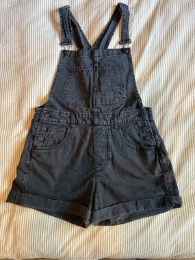 We The Free Black Denim Overall Shorts